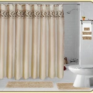 18 Pieces SHAGGY BATHROOM SETS CREAM